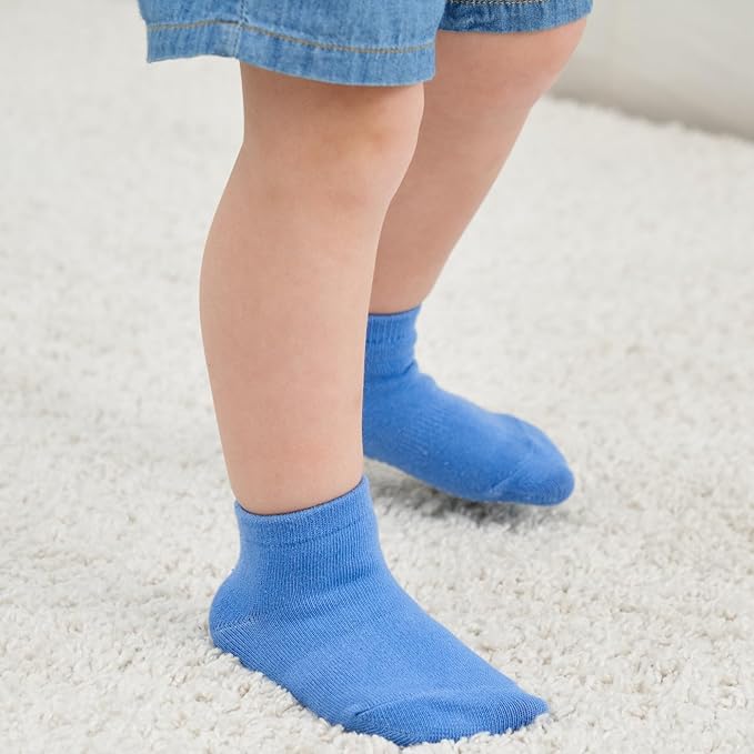 Zaples Baby Non Slip Grip Ankle Socks with Non Skid Soles for Infants Toddlers Kids Boys Girls-BubblyBeeBaby