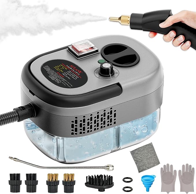 2500W Handheld Steam Cleaner,Portable Car Steamer For Auto Detailing,High-Temperature and Pressure Steam Cleaner For Home, Steam Cleaning Machine for Furniture,Kitchen,Grout,Floor,Tile (Gray)-BubblyBeeBaby