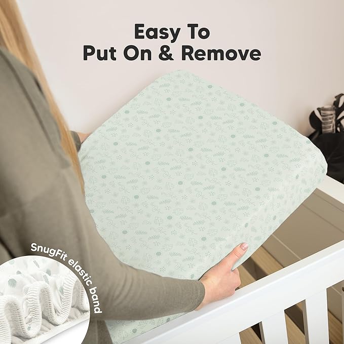 KeaBabies 2-Pack Organic Crib Sheets for Boys, Girls - 52x28 Fitted Crib Mattress Sheet Neutral, Breathable Jersey Cotton Cover for Baby Bed, Toddler Mattress, Soft & Cute Prints (Tropic Oasis)-BubblyBeeBaby