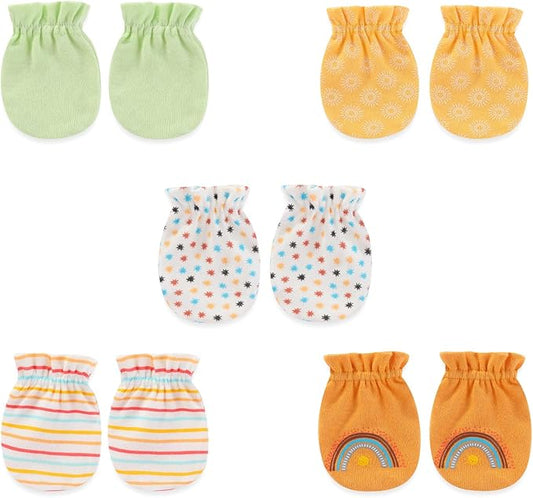 5 Pairs Baby Not Scratch Mittens 0-6 Months New Born Boy Girl Gloves Cute Infant Accessories-BubblyBeeBaby
