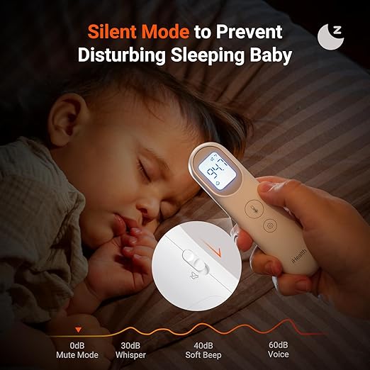 iHealth Infrared Digital Thermometer for Adults and Kids, Baby Thermometer with 3-in-1 Mode & 3-Color Prompt, Fever Alarm & Silent Mode, Forehead & Object Detection, 40 Memory Storages, PT9L, White-BubblyBeeBaby