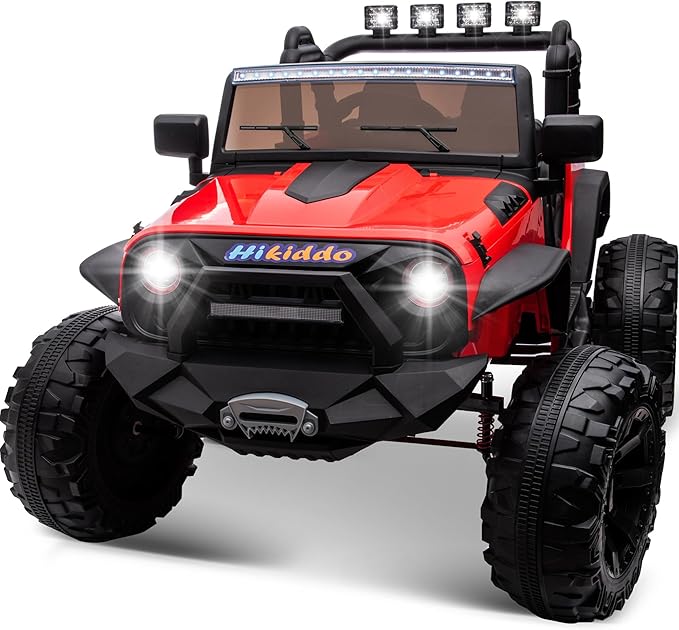 24V 9Ah Ride on Toy for Big Kids, 4x4 2 Seater Ride on Car Truck w/Remote Control, 4x200W Motors - Bright Red-BubblyBeeBaby