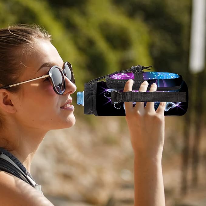 icolor Water Bottle Carrier Bag with Strap 25/32/40 oz Crossbody Bottle Holder with Phone Pocket Sling Sleeve Insulated Neoprene Water Bottle Pouch for Walking Travelling-BubblyBeeBaby