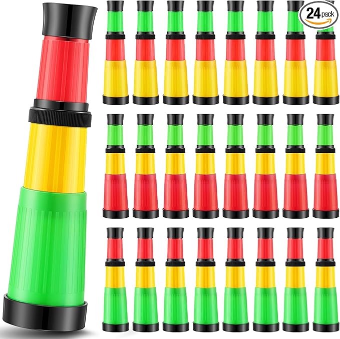 24 Pcs Plastic Pirate Telescope for Pirate Party Favors Portable Pocket Educational Science Spyglass Mini Monocular for Pirate Birthday Party Supplies Halloween Treasure Hunt-BubblyBeeBaby