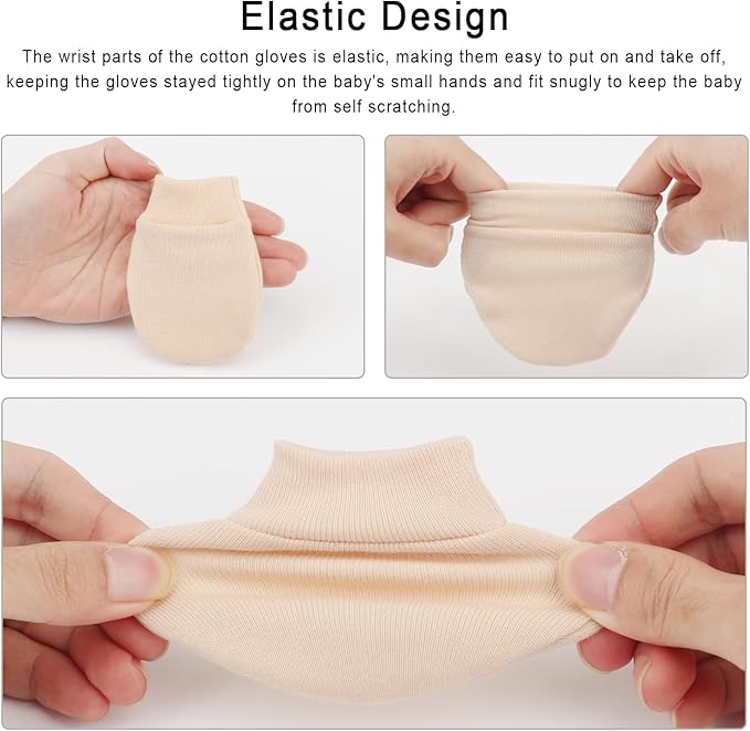 BQUBO 6 Pairs Newborn Baby Boys Girls Mittens 0-6 Months Unisex-Baby Infant Mittens Elastic No Scratch Wrist Gloves-BubblyBeeBaby
