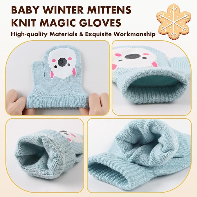 Baby Winter Mittens Toddler Stretch Knit Gloves Magic Warm Glove for Baby Boys Girls-BubblyBeeBaby