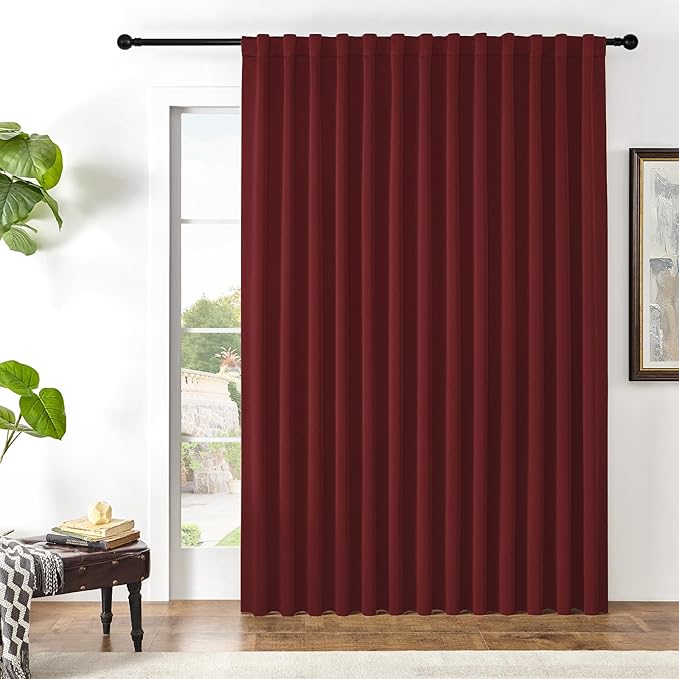 Joydeco Custom Blackout Curtains for Bedroom, 1 Panel Room Darkening Curtains & Drapes for Living Room Window Rod Pocket Back Tab (Custom Size,Burgundy Red)-BubblyBeeBaby