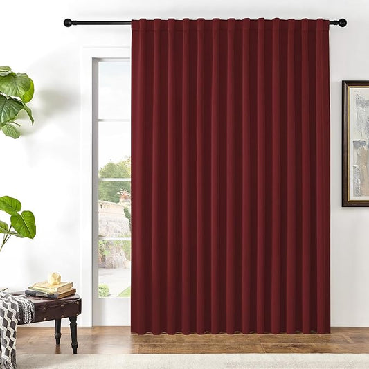 Joydeco Custom Blackout Curtains for Bedroom, 1 Panel Room Darkening Curtains & Drapes for Living Room Window Rod Pocket Back Tab (Custom Size,Burgundy Red)-BubblyBeeBaby