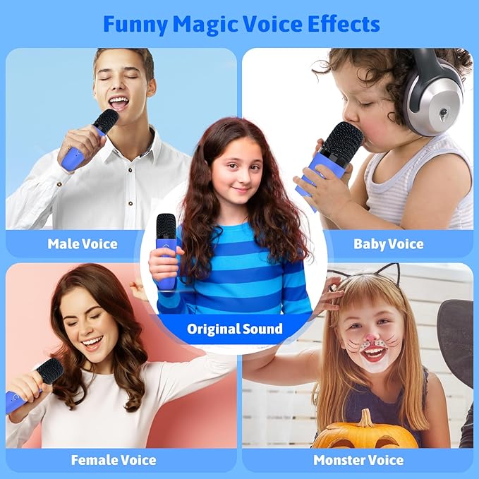 Karaoke Machine for Kids Adults, Portable Bluetooth Speaker with Wireless Microphones and LED Lights, Kids Toys Birthday for Girls and Boys Ages 4,5,6,7,8,9,10,11,12+ Years, Home Party-BubblyBeeBaby