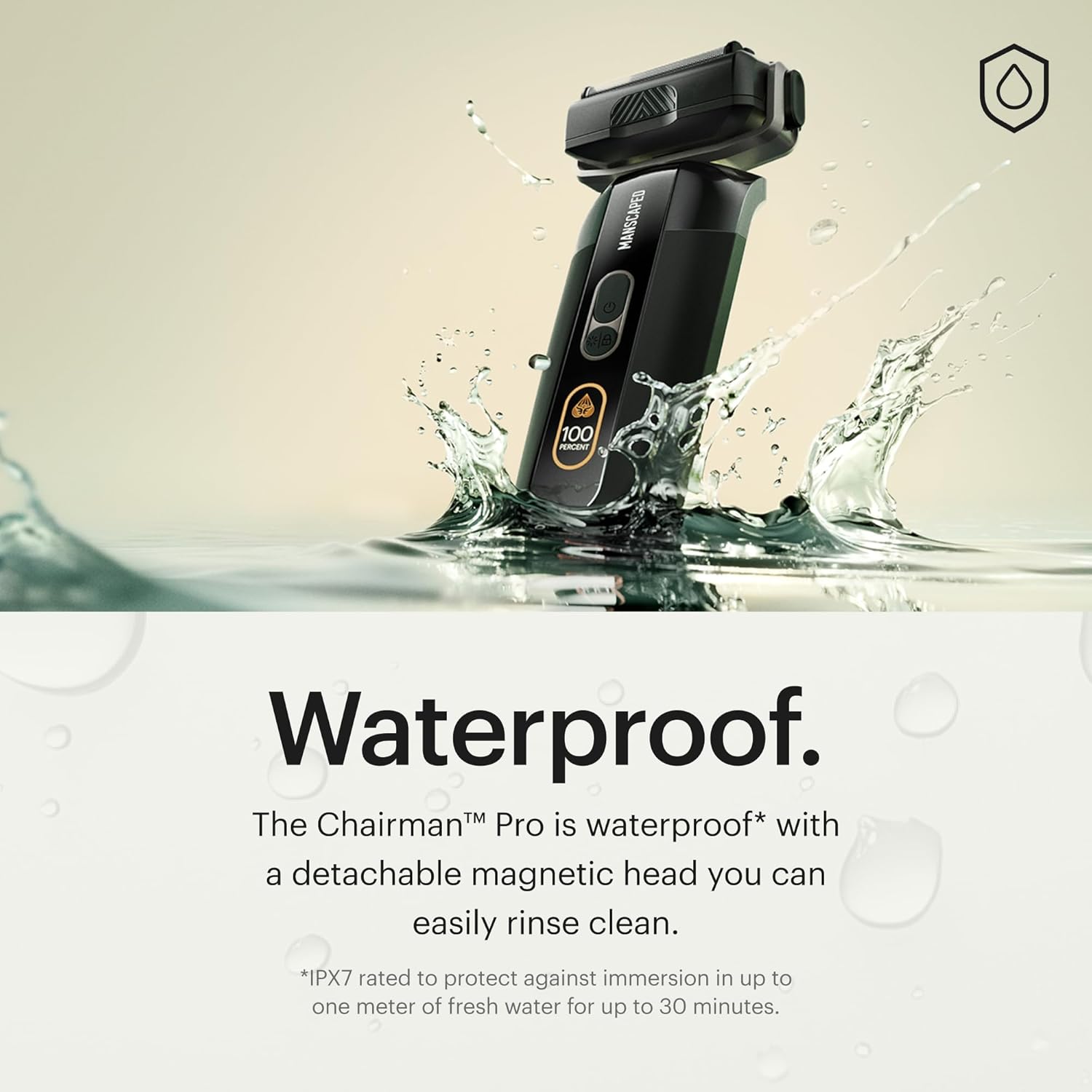 MANSCAPED® The Chairman™ PRO Men’s Electric Foil Face Shaver - Two Interchangeable Blade Heads, SkinSafe® Four-Blade Foil & Stubble Trimmer, USB-C Wireless Compatible Charging, Gentle on Neck