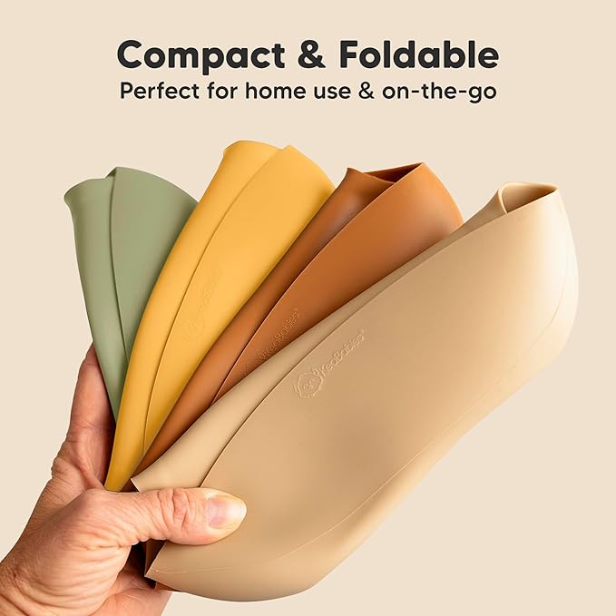 KeaBabies 2-Pack Silicone Baby Bibs for Eating - Sturdy Food-Grade Silicone Bibs for Babies Girl, Boy, Large Food Catcher, Clean & Put On Easily, Waterproof Toddler Feeding Essentials (Harvest)-BubblyBeeBaby