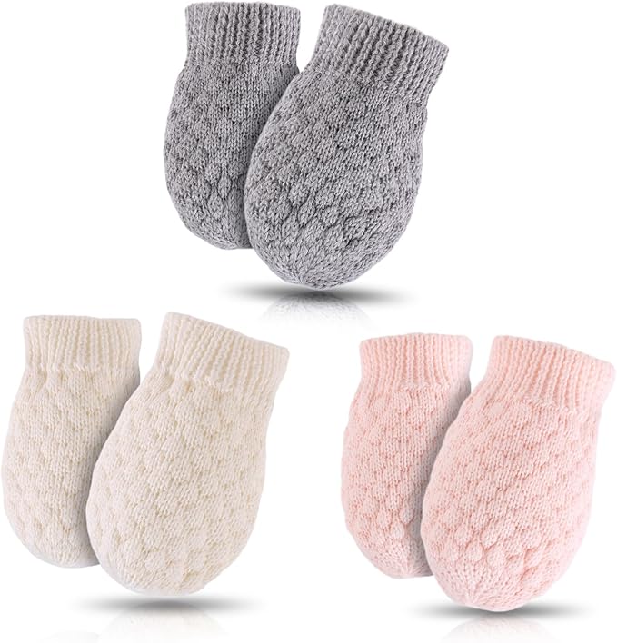 Baby Knit Mittens Toddler Boys Girls Gloves Winter Infant Newborn No Scratch Mitten 0-3 Years-BubblyBeeBaby