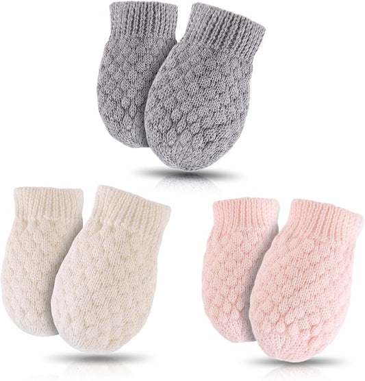 Baby Knit Mittens Toddler Boys Girls Gloves Winter Infant Newborn No Scratch Mitten 0-3 Years-BubblyBeeBaby