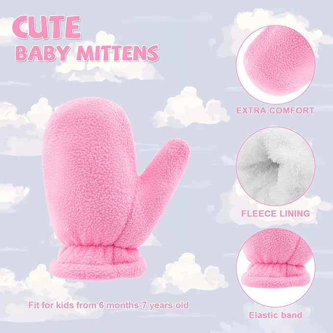 BAVST Baby Toddler Winter Mittens Girls Warm Fleece Lined Gloves Kids Sherpa Lined Mittens for Boys-BubblyBeeBaby
