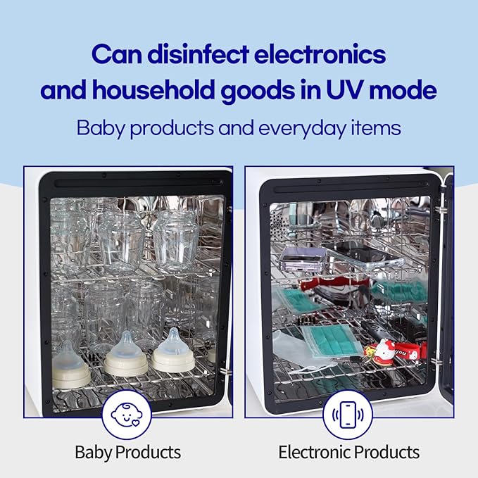 HubiBaby 4-in-1 UVC Cleaner and Dryer for Baby Bottles XL Large Inner Capacity Multifunctional Smart Control with Bluetooth APP-BubblyBeeBaby
