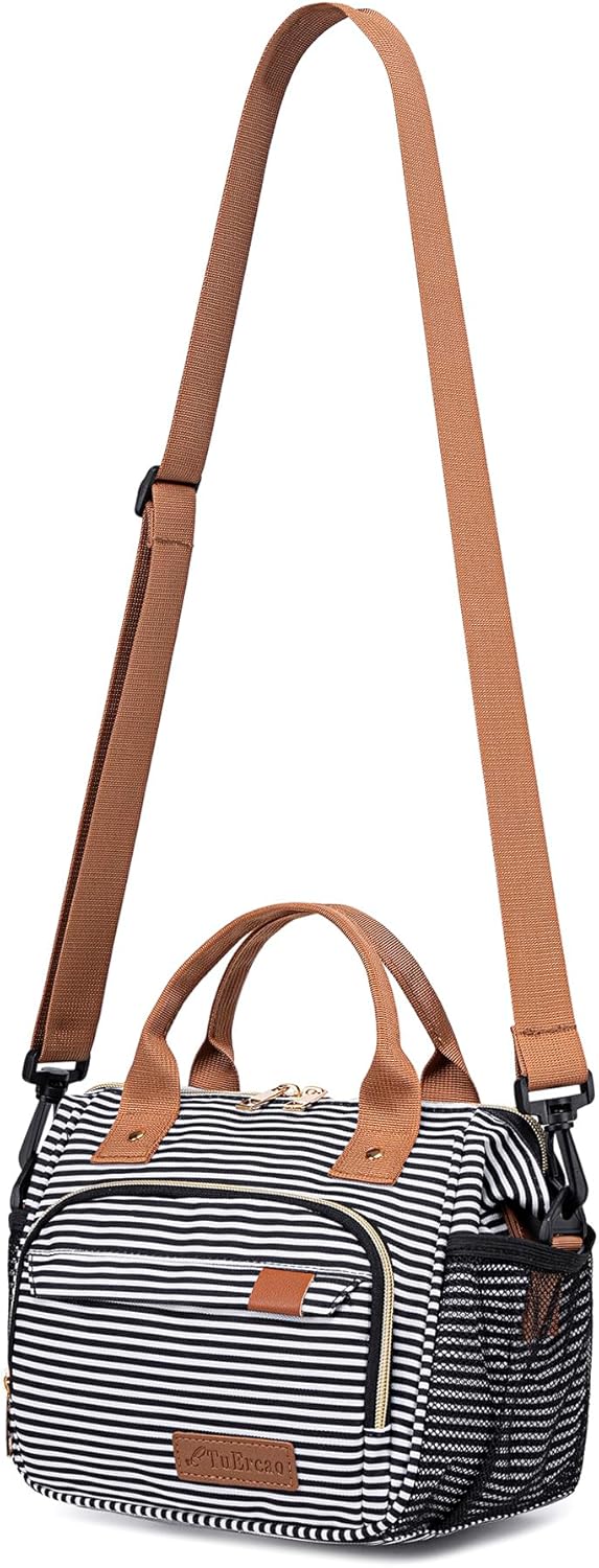 Small Lunch Bag Lightweight Insulated Lunch Box for Women Work Portable Soft Cooler for Picnic Travel Road Trips, Loncheras para Mujer, Stripes