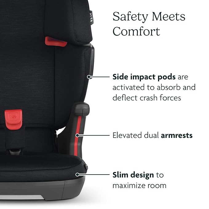 UPPAbaby Alta V2 High Back Booster Seat/Seven-Position, Active Support Headrest for Growing Children/SecureFit Integrated Belt Guide + Positioner/Cup Holder Included/Jake (Black Mélange)-BubblyBeeBaby