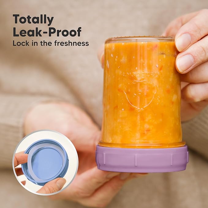 KeaBabies 4pk 8oz Glass Baby Food Containers with Lids - Leak-Proof, Microwavable Small Glass Jars, Baby Purees & Toddler Snack Storage Containers, BPA-Free, Dishwasher & Freezer Safe (Nord)-BubblyBeeBaby