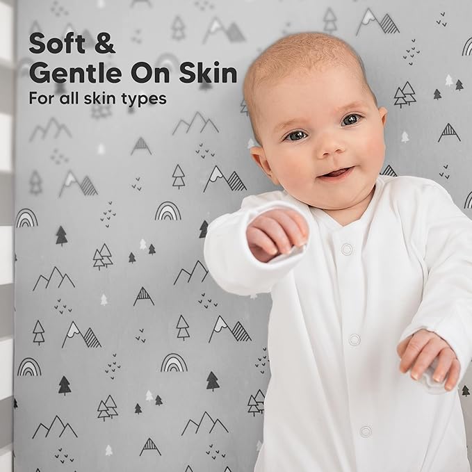 KeaBabies 2-Pack Organic Crib Sheets for Boys, Girls - 52x28 Fitted Crib Mattress Sheet Neutral, Breathable Jersey Cotton Cover for Baby Bed, Toddler Mattress, Soft & Cute Prints (Woodland)-BubblyBeeBaby
