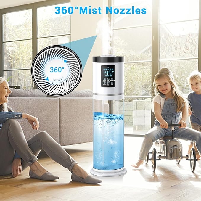 2.1 Gal Humidifiers for Bedroom Large Room, 4 Levels Cool Mist Humidifier with Clear Tank, 7 Color Lights Essential Oil Diffuser with 16H Timer, Top Fill Air Humidifier for Home Plants Office-BubblyBeeBaby