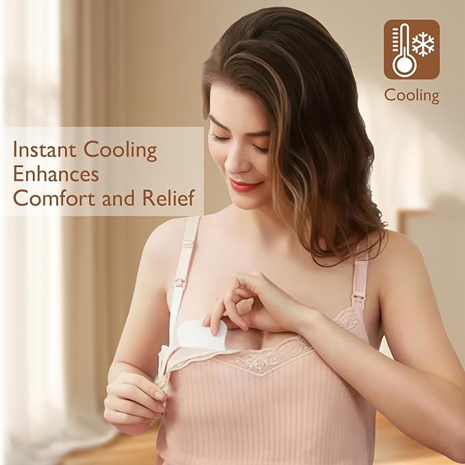 Hydrogel Nipple Gel Pads for Breastfeeding: Soothing Nursing Pads Reusable Instant Cooling Relief | Promotes Healing Irritated Nipples - 6 Packs(12 Count)-BubblyBeeBaby