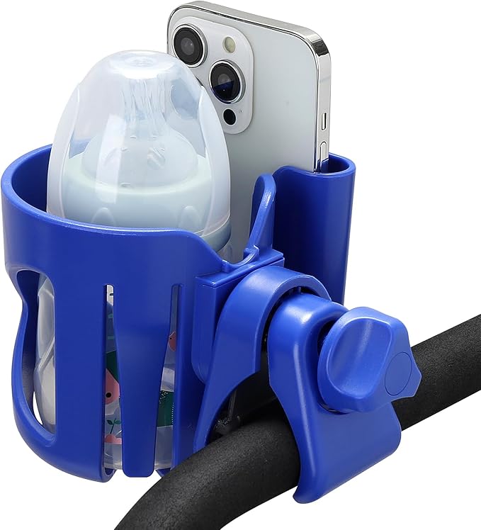 Accmor Universal Cup Holder, Stroller Cup Holder with Phone Holder, 360° Rotatable Large Caliber Designed Bottle Holder for Stroller, Bike, Wheelchair, Walker, Scooter-BubblyBeeBaby