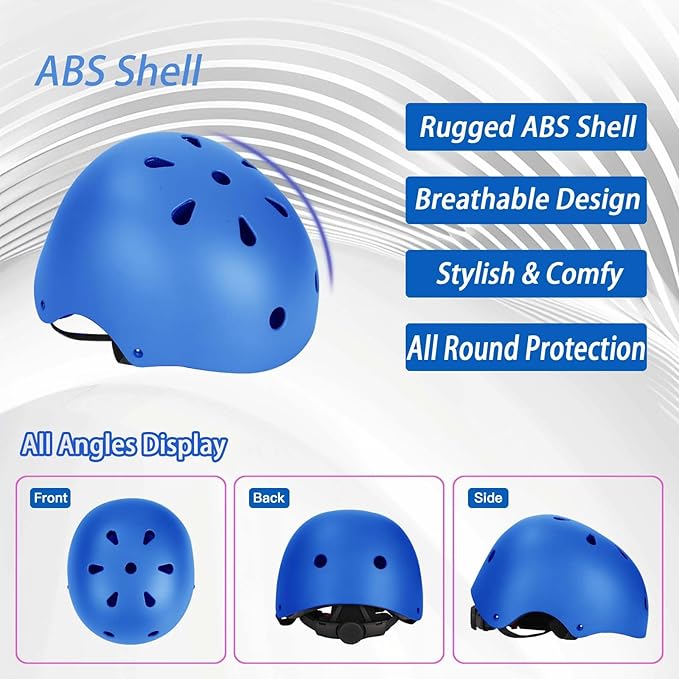 Kids Bike Helmet Set Adjustable Helmet for Ages 3-15 Kids Toddler Boys Girls Youth, Multi-Sport Bicycle Skateboarding Football Rollerskating Scooter Rollerblade Balance Bike Helmets-BubblyBeeBaby