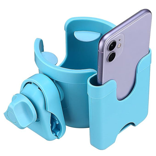 Suranew Adjustable Stroller Cup Holder with Phone Holder for Baby Stroller for Family Members, Sky Blue-BubblyBeeBaby