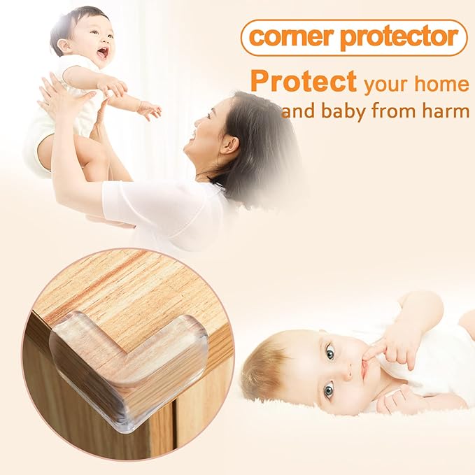 HOMREALM Baby Proofing 20 Pack Corner Guards Furniture Corner & Edge Safety Bumpers Corner Covers Protectors Baby Proof Bumper & Cushion to Cover Sharp Furniture & Table Edges (L Shape)-BubblyBeeBaby