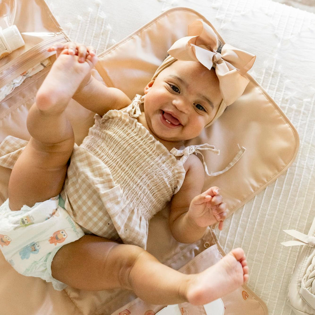 Tiny Twinkle Portable Diaper Changing Pad-Foldable Waterproof Changing Mat&Portable Changing Pad for Travel,Baby Changing Station with Smart Wipes Pocket&Storage (Boho Rainbow)