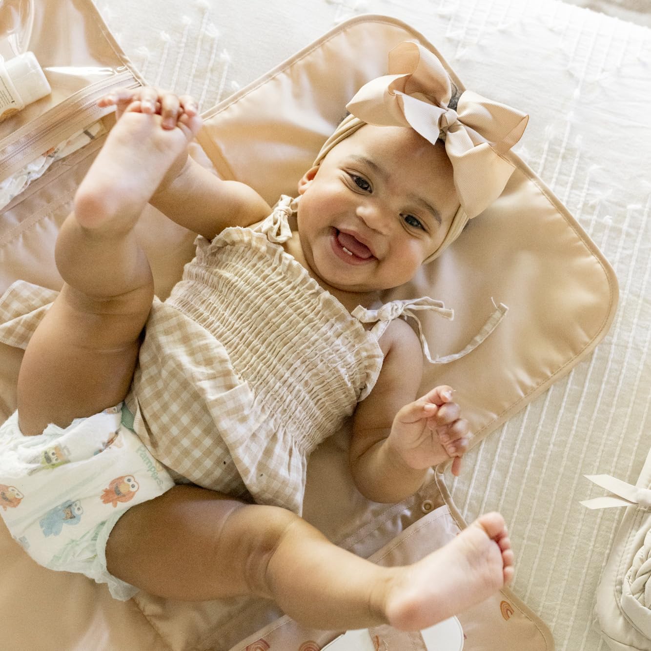 Tiny Twinkle Portable Diaper Changing Pad-Foldable Waterproof Changing Mat&Portable Changing Pad for Travel,Baby Changing Station with Smart Wipes Pocket&Storage (Boho Rainbow)