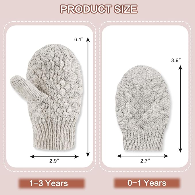 Baby Knit Mittens Toddler Boys Girls Gloves Winter Infant Newborn No Scratch Mitten 0-3 Years-BubblyBeeBaby