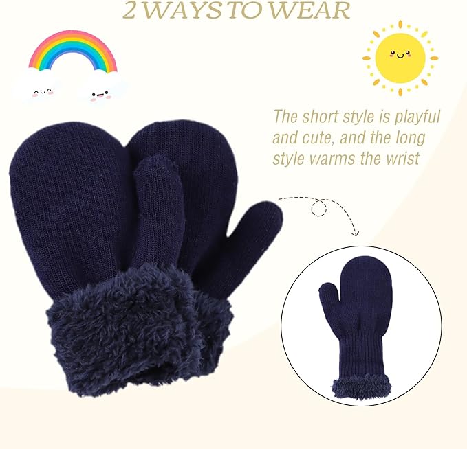 PESAAT Baby Girl Mittens Fleece Toddler Boy Mittens Warm Kids Winter Gloves Unisex Cold Weather Baby Gloves-BubblyBeeBaby