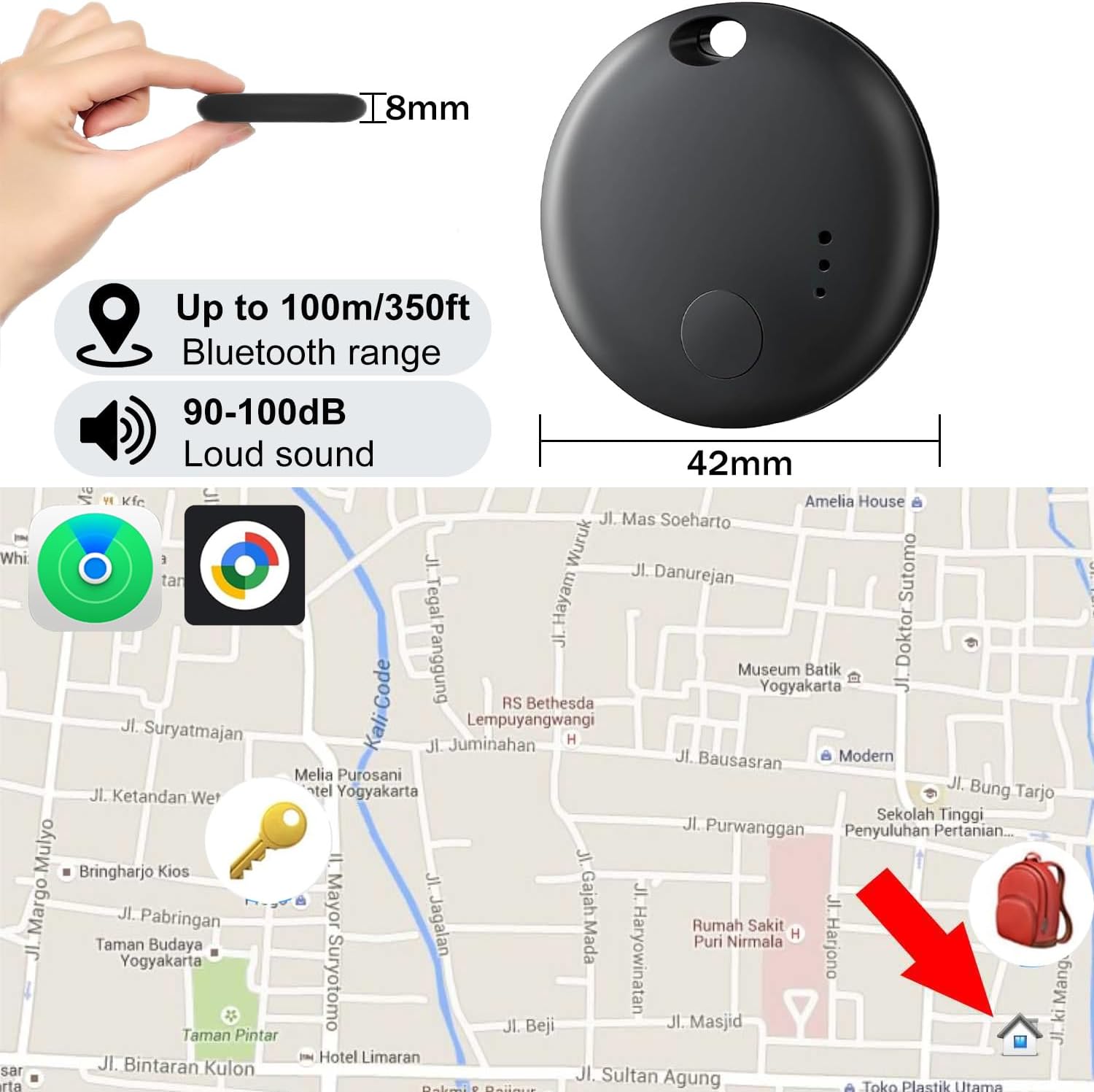Air Tracker Tags for Android or iOS,Dual System Smart Tags,Keys Finder and Item Locator for Keys,Smart Tracking Tag,Compatible with iOS Find My or Google Find Hub App,Luggage,Backpack,Bags and More