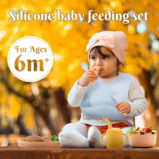 Silicone Baby Feeding Set 21 Pcs, Baby Led Weaning Supplies, Baby Feeding Supplies Set BPA Free, Essentials for Newborn Gift Mixed-BubblyBeeBaby