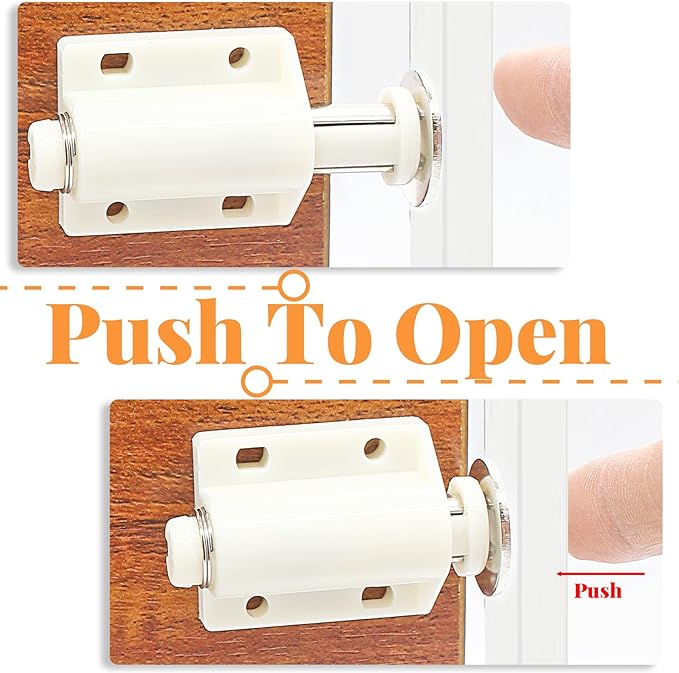 2 Pack Magnetic Touch Latch, Cabinet Push Open Catches Magnet Push Release Latches Hardware for Kitchen Cabinet Drawer Cupboard Closet Door (White)-BubblyBeeBaby