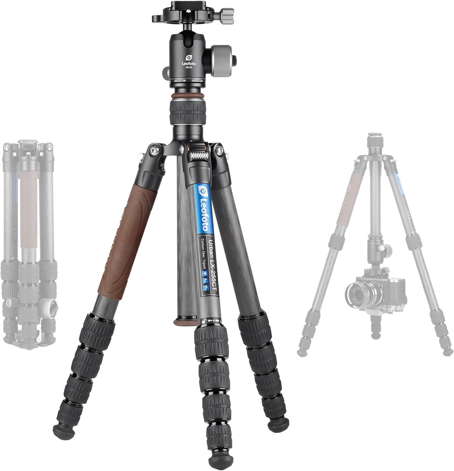 Carbon Fiber Lightweight Travel Tripod with 360° Ball Head, Reverse Folding, Removable Center Column, Folded Height 36cm, Maximum Load 8KG