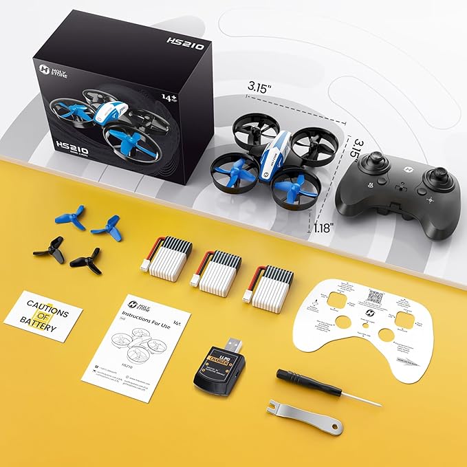 Holy Stone Mini Drone for Kids and Beginners RC Nano Quadcopter Indoor Small Helicopter Plane with Auto Hovering, 3D Flips, Headless Mode and 3 Batteries, Great Gift Toy for Boys and Girls, HS210 Blue-BubblyBeeBaby