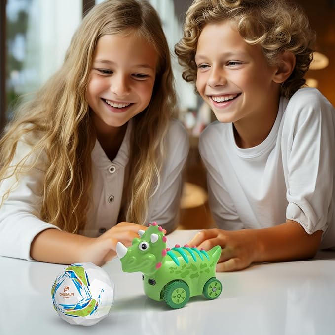 Interactive Dinosaur Toy Car, Electronic Dinosaur Car with Smart Follow Ball and Gesture Control, Rechargeable, Dino Toys for 3 Year Old Boys Girls and Toddlers,Boy Toys Age 3,4,5 and Up-BubblyBeeBaby