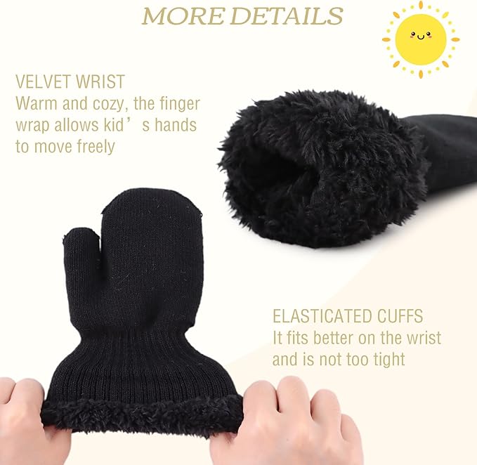 PESAAT Baby Girl Mittens Fleece Toddler Boy Mittens Warm Kids Winter Gloves Unisex Cold Weather Baby Gloves-BubblyBeeBaby