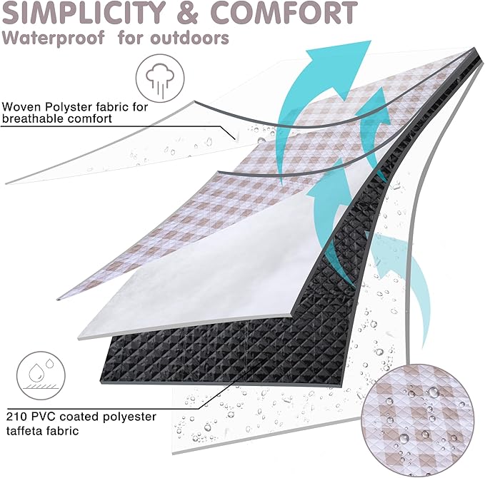 HX&OD Outdoor Picnic Blanket, Extra Large, 80''x80'' Waterproof Foldable Blankets Gingham Picnic Mat for Beach, Camping Grass Lawn Park Accessories Cute Couple Ideas Wedding (Light Brown, 80”x80”)-BubblyBeeBaby