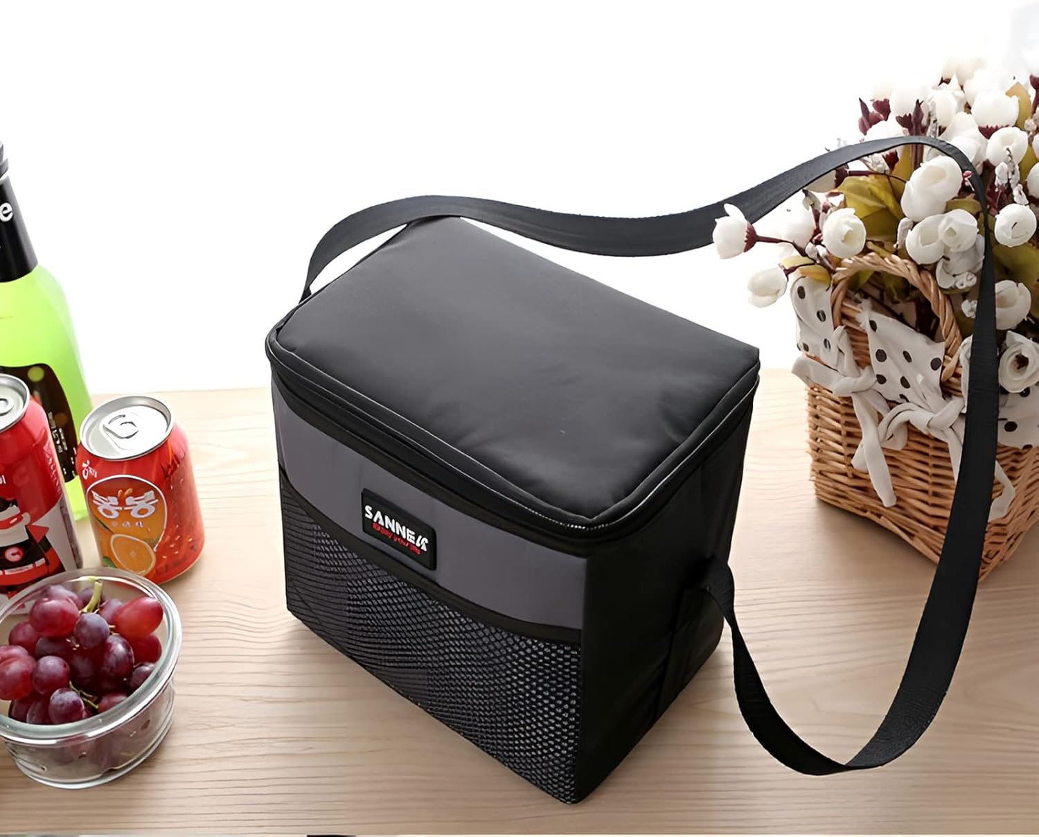 6 Can/5L Lunch Bag for Women Men Portable Lunch Box Small Cooler Bag Soft Collapsible Reusable Insulated Lunch Tote for Everyday Work Travel (Grey)