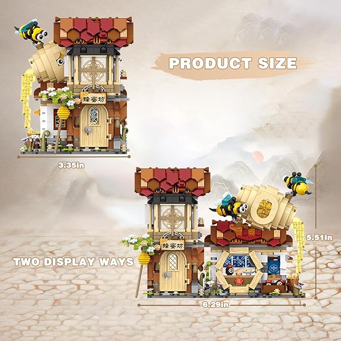 Honey Bee Workshop Mini Building Set, Creative DIY Simulation Building Toys, 1242PCS Mini Building Honey Bee Workshop Set Boys Girls 6+-BubblyBeeBaby