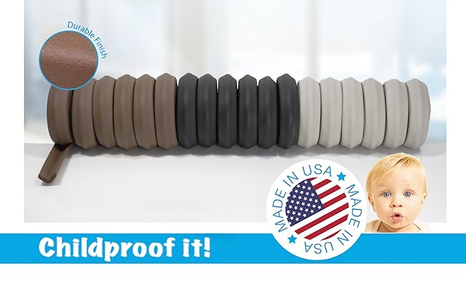 Kidkusion Baby Proof Edge Guards for Safety | Made in The USA | 18 Feet | Black | Edge Protectors for Furniture, Tables, Fireplaces | Heavy Duty Tape Included-BubblyBeeBaby