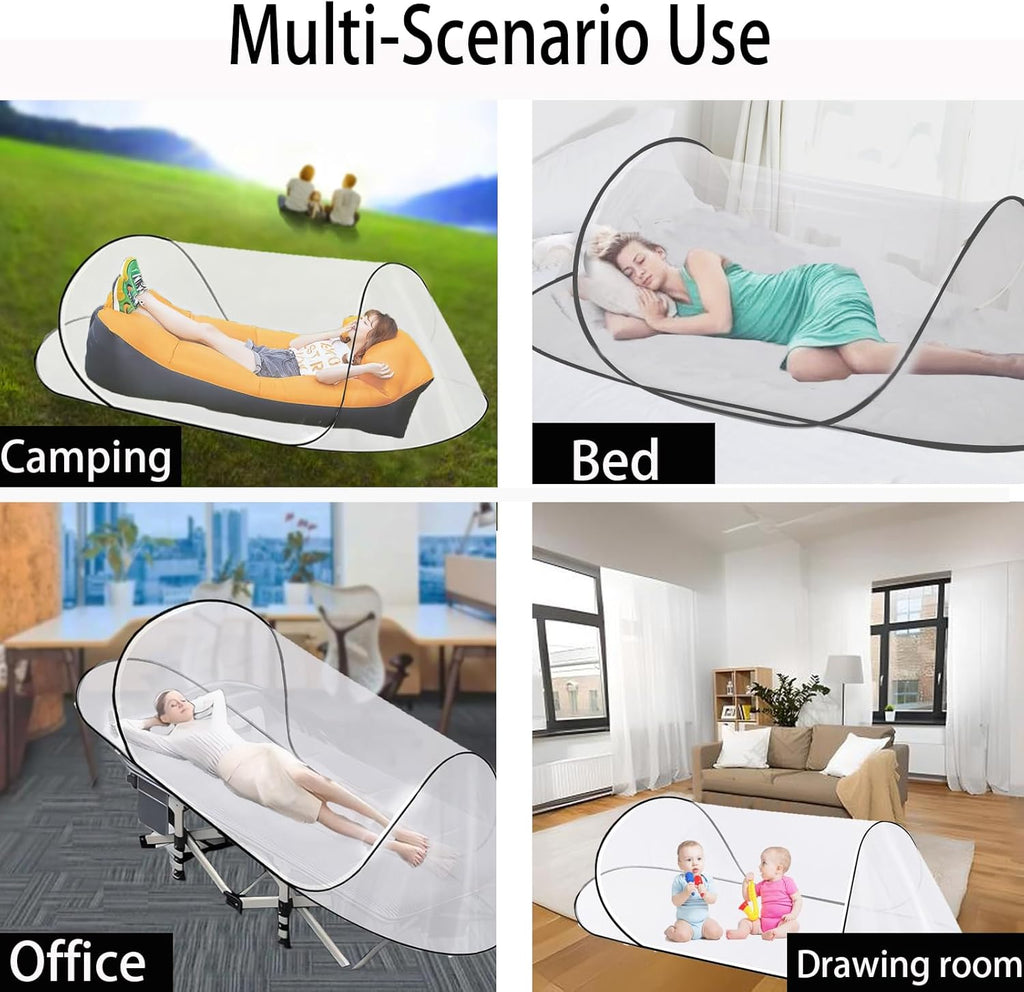 CMINGJ Large Pop Up Mosquito Tent, Portable Foldable Mosquito Net for Bed Camping Travel Patio，Mosquito Net for Adults Baby (78 * 31 * 22inch) (Black Fixed Size)