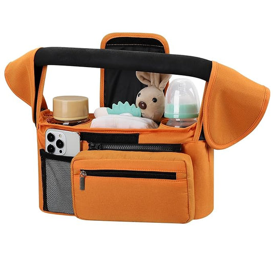Accmor Universal Stroller Organizer with Insulated Cup Holder Detachable Phone Bag and Shoulder Strap,Stroller Bag Caddy Organizer Fits for Uppababy, Baby Jogger, Britax Strollers-BubblyBeeBaby
