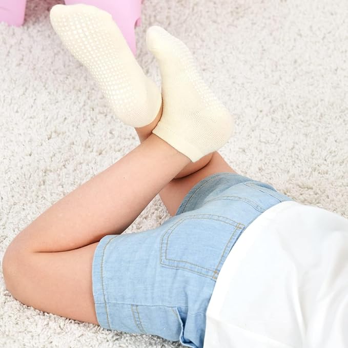 Zaples Baby Non Slip Grip Ankle Socks with Non Skid Soles for Infants Toddlers Kids Boys Girls-BubblyBeeBaby