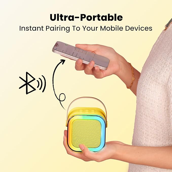 IROO Mini Karaoke Machine for Kids, 2025 TOP Toys Birthday Gifts Ideas for Girls Ages 4, 5, 6, 7, 8, 9, 10, 12+ Years Old, Portable MP3 Player with 2 Wireless Mics for Party-BubblyBeeBaby