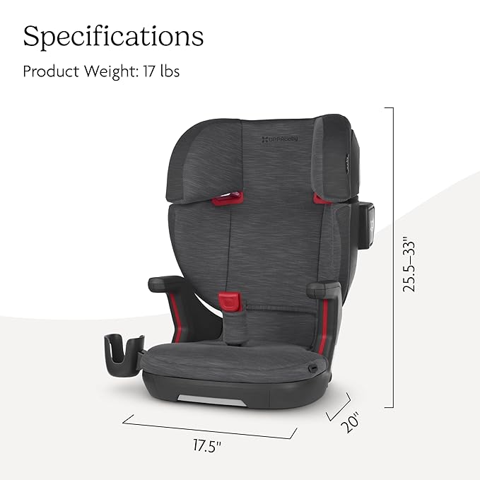 UPPAbaby Alta V2 High Back Booster Seat/Seven-Position, Active Support Headrest for Growing Children/SecureFit Integrated Belt Guide + Positioner/Cup Holder Included/Greyson (Grey Mélange)-BubblyBeeBaby