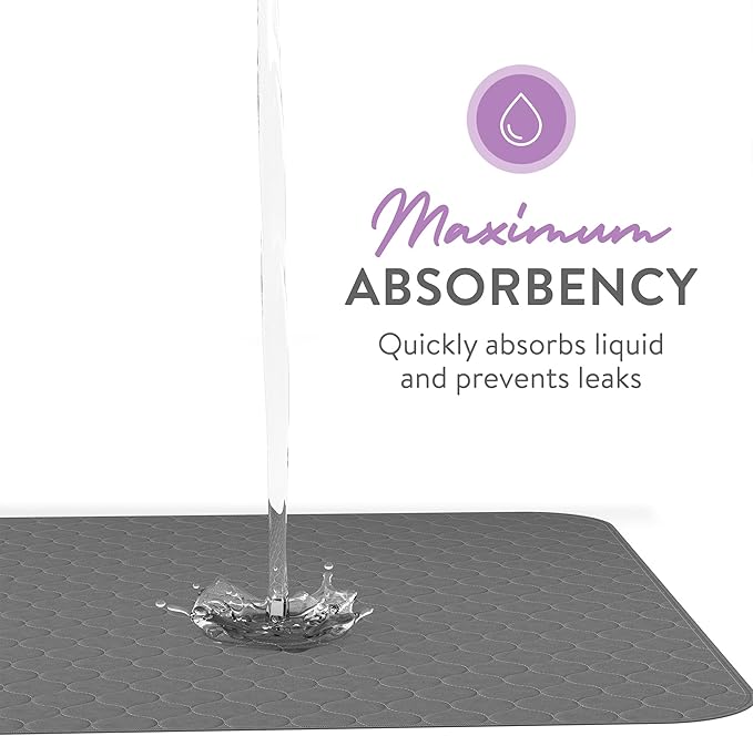 Inspire Underpads | Stain Hiding Gray Reusable Incontinence Bed Pads | Waterproof Mattress Pad | for Adults Babies and Dogs (34 X 36 - 2 Pack)-BubblyBeeBaby